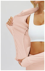 2PCS Yoga Set Workout Sets Women Sportswear Gym Clothing Fitness Zipper Long Sleeve High Waist Leggings Sports Suits Yoga Suit