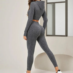 Women's Long Sleeve Running Yoga Suit High-End Feel Fitness Tracksuit Two-Piece Set Morning Runners Clothing