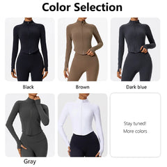 Hearuisavy Ultra-Soft Fabrics Casual Tight Sports Jackets Women Zipper Yoga Clothes Female Quick-Dry Long Sleeve Sportswear