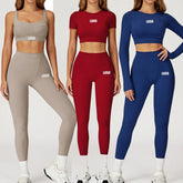 Customized LOGO women's new nude yoga suit tight shock-proof sports running outdoor fitness yoga suit two-piece set