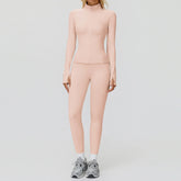 2PCS Yoga Set Workout Sets Women Sportswear Gym Clothing Fitness Zipper Long Sleeve High Waist Leggings Sports Suits Yoga Suit