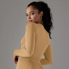 Women Yoga Shirt Gym Top Long Sleeves Fitness Sport Women Clothing Elastic Breathable Pilates Long Sleeve Crop Tops Activewear