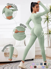 2025 2PCS Sets Women Outfit High Waist Gym Sexy Sport Wash Pants Sets Running Outdoors Skinny