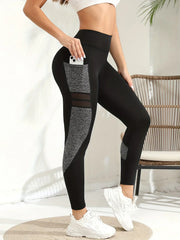 High-Waist Yoga Tight Pants Fitness Exercise Running Women's Bottoming Trousers Patchwork Design Abdomen Lifting Buttocks