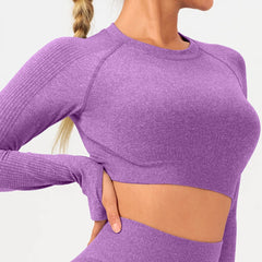 2 pcs/set Long Sleeve Yoga Leggings Set Sportswear Woman Gym Seamless Workout Outfit Yoga Clothes Womens Tracksuit Activewear