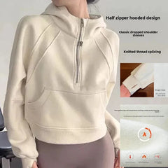 LULU Women's Thickened Hoodie Sweatshirt Zipper Sportswear Yoga Outdoor Fitness Casual Loose Style Autumn Winter Collection