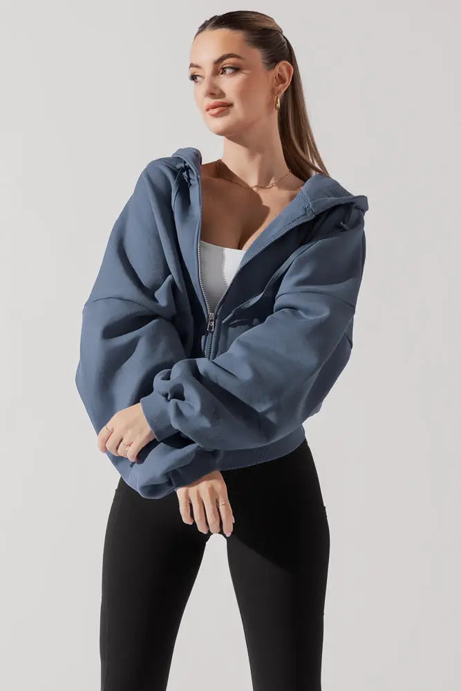 Zip Cloud Hoodie - Blue Steel POPFLEX
