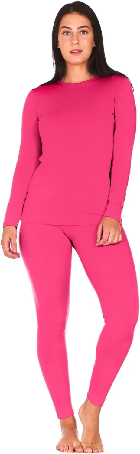 طقم ملابس داخلية حرارية للنساء من ثيرماجين، مكون من بنطلون داخلي مبطن بالصوف، طقم بيجامة مثالي كطبقة ملابس اساسية للطقس البارد SAUDI SHARK | براند سعودي
