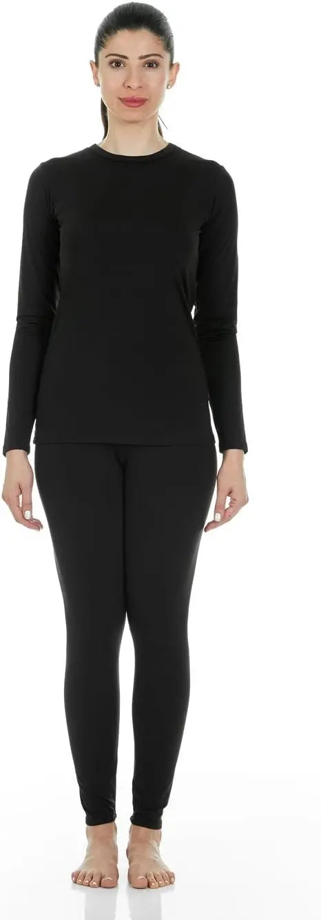 طقم ملابس داخلية حرارية للنساء من ثيرماجين، مكون من بنطلون داخلي مبطن بالصوف، طقم بيجامة مثالي كطبقة ملابس اساسية للطقس البارد SAUDI SHARK | براند سعودي