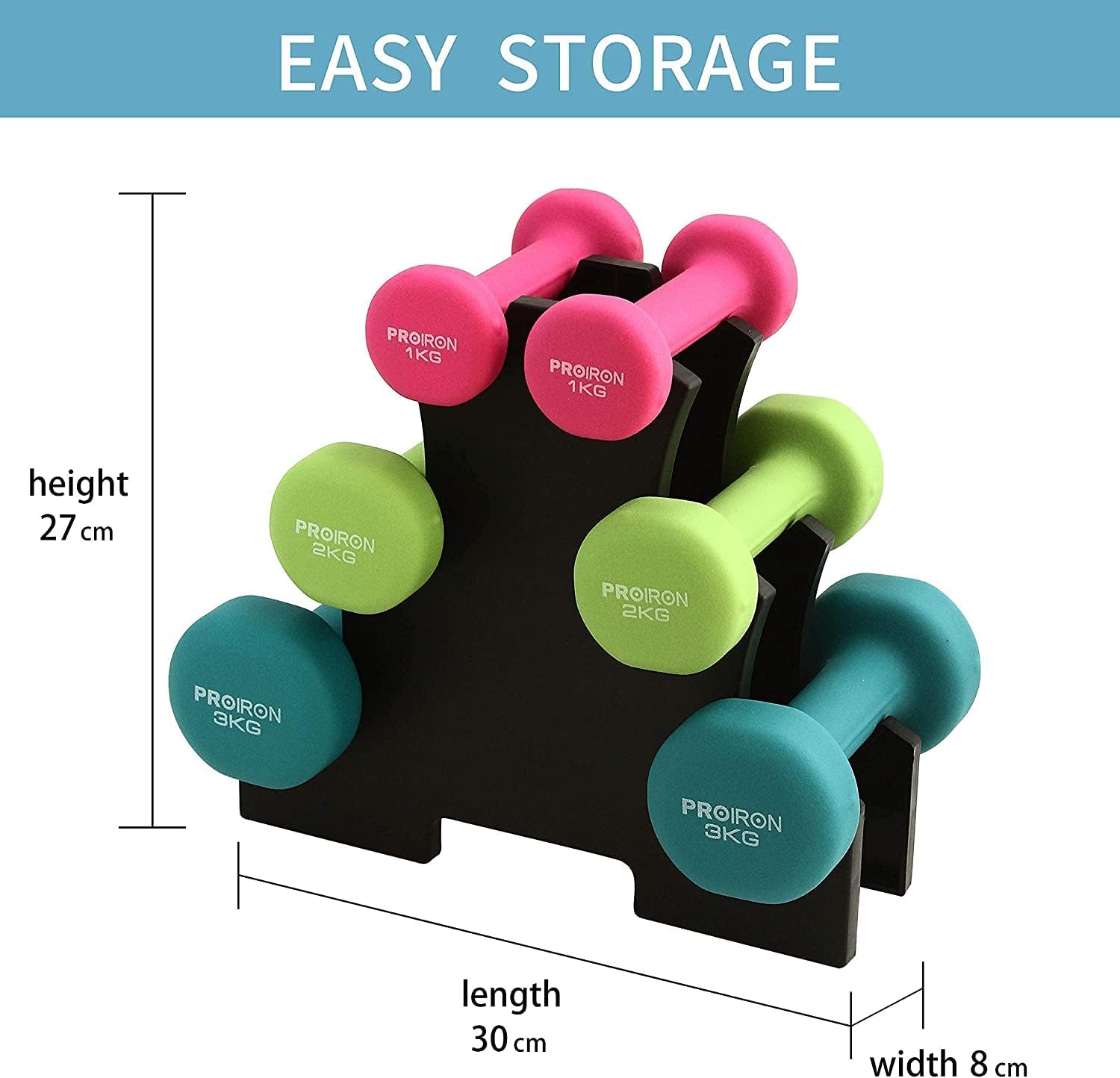 PROIRON Neoprene Dumbbells Weights Exercise & Fitness Dumbbells in 1kg 1.5kg 2kg 3kg 4kg 5kg 6kg 8kg 10kg Pair