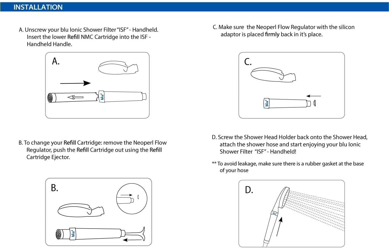فلتر استحمام بلو- رأس الدش المعالج بفلتر متعدد المراحل