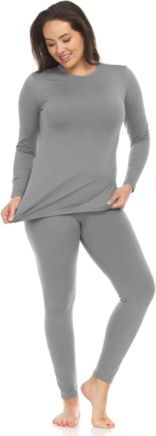 طقم ملابس داخلية حرارية للنساء من ثيرماجين، مكون من بنطلون داخلي مبطن بالصوف، طقم بيجامة مثالي كطبقة ملابس اساسية للطقس البارد SAUDI SHARK | براند سعودي