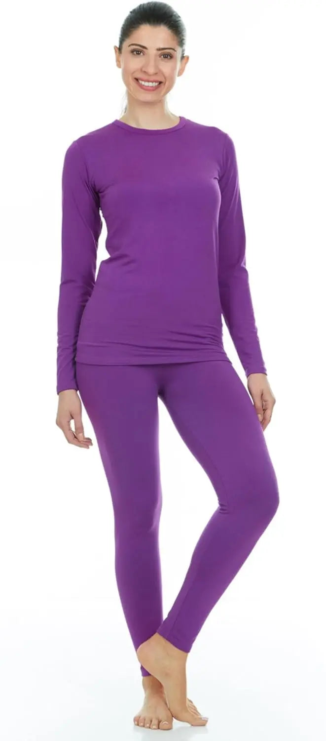 طقم ملابس داخلية حرارية للنساء من ثيرماجين، مكون من بنطلون داخلي مبطن بالصوف، طقم بيجامة مثالي كطبقة ملابس اساسية للطقس البارد SAUDI SHARK | براند سعودي