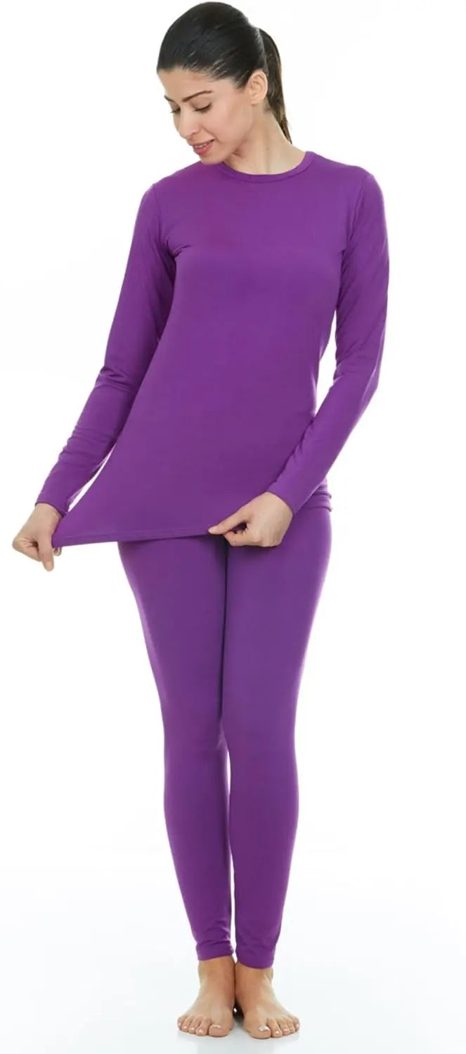 طقم ملابس داخلية حرارية للنساء من ثيرماجين، مكون من بنطلون داخلي مبطن بالصوف، طقم بيجامة مثالي كطبقة ملابس اساسية للطقس البارد SAUDI SHARK | براند سعودي