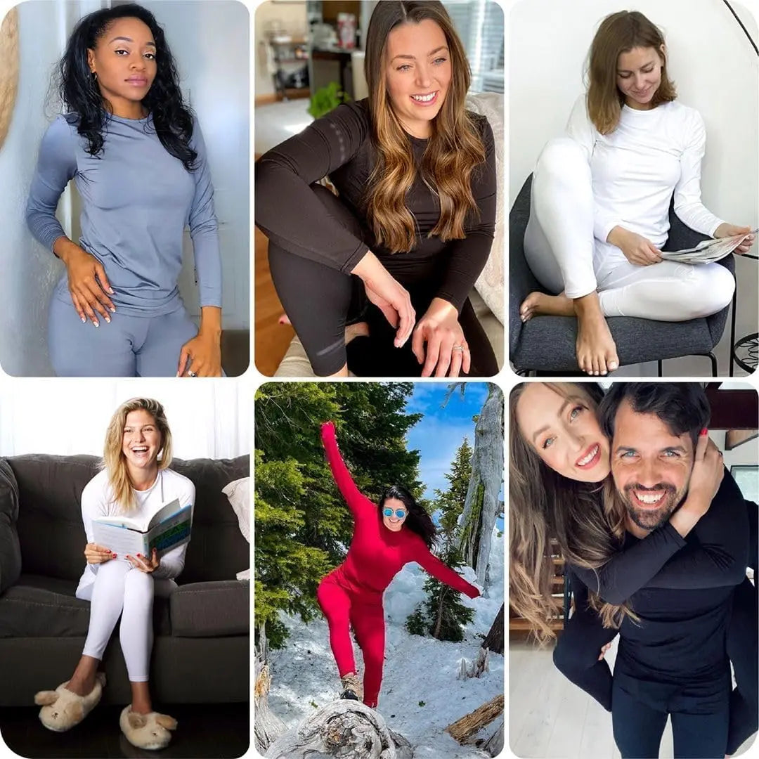 طقم ملابس داخلية حرارية للنساء من ثيرماجين، مكون من بنطلون داخلي مبطن بالصوف، طقم بيجامة مثالي كطبقة ملابس اساسية للطقس البارد SAUDI SHARK | براند سعودي