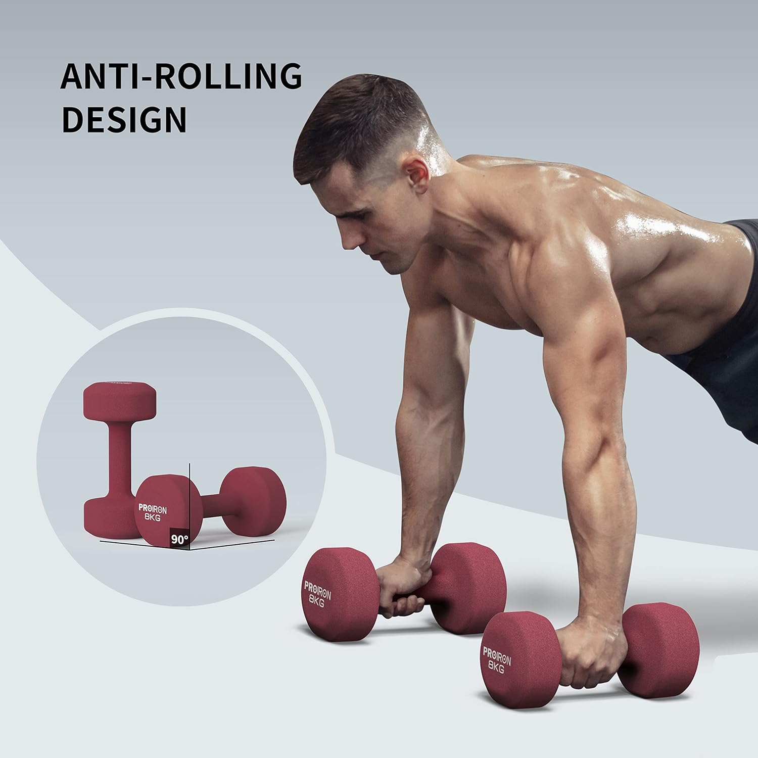 PROIRON Neoprene Dumbbells Weights Exercise & Fitness Dumbbells in 1kg 1.5kg 2kg 3kg 4kg 5kg 6kg 8kg 10kg Pair