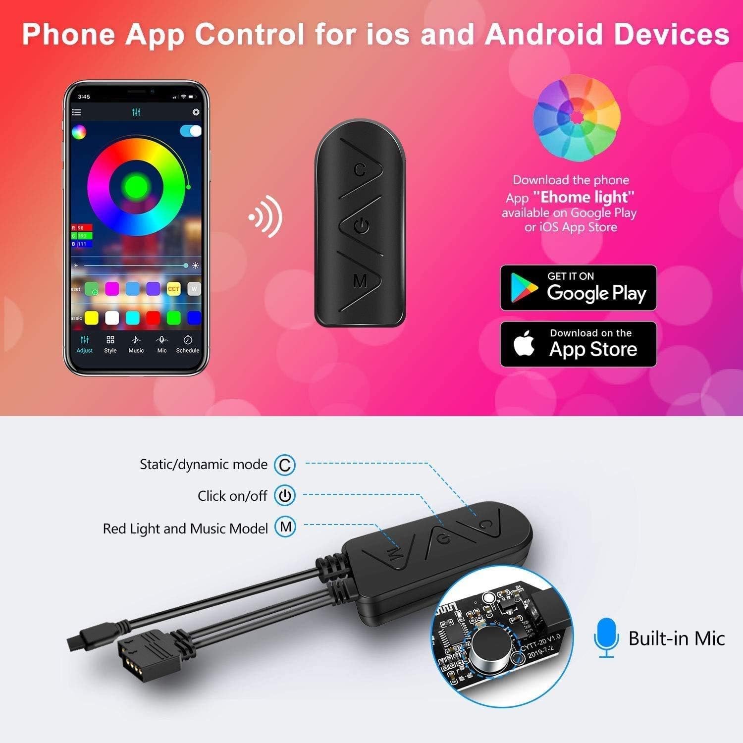 مجموعة إضاءة خلفية تلفزيون 2M LED لزينة خزان السمك للحاسوب المكتبي من البولي كربونات، شاشة RGB مقاومة للماء مع جهاز تحكم عن بعد، تعمل باليو إس بي، من جلوكلوز، متعدد الألوان، 2 ميتر