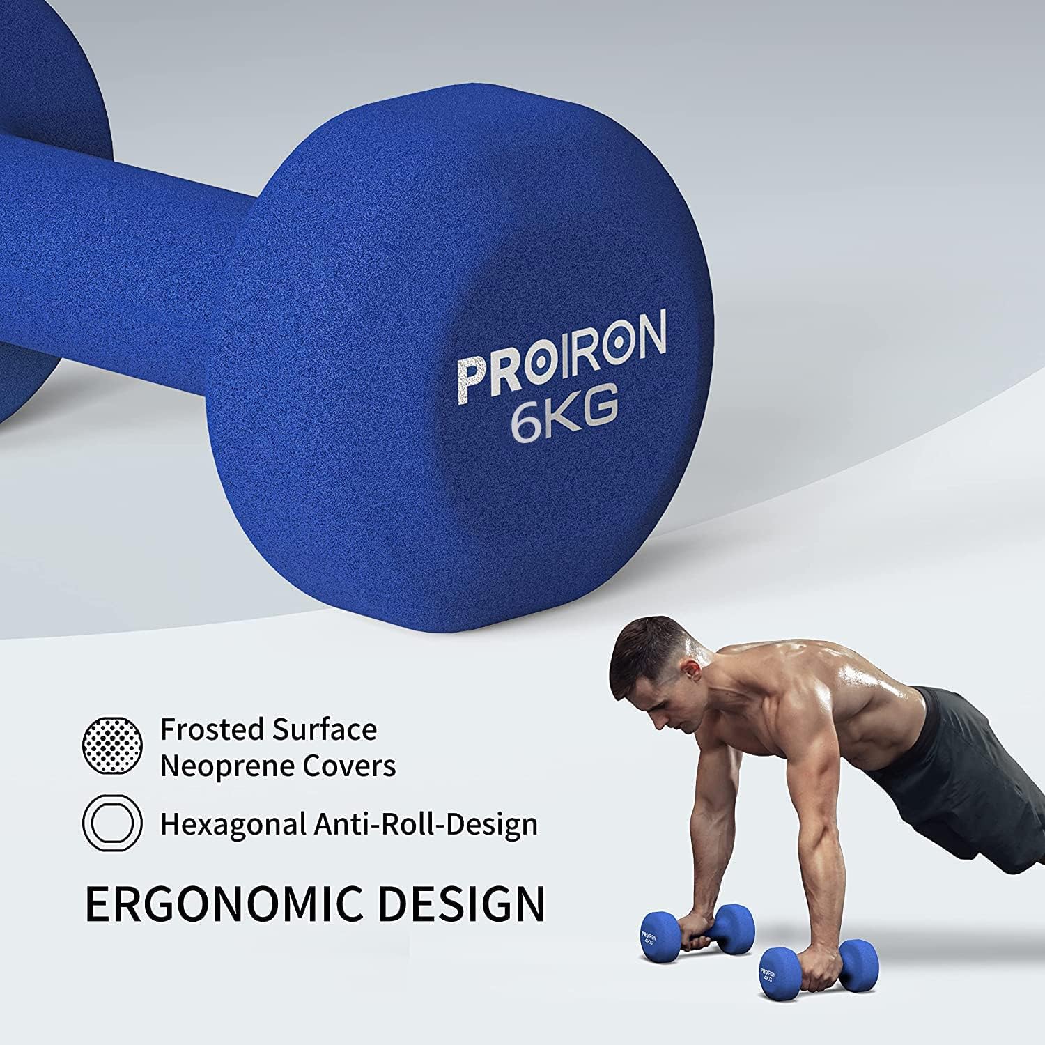 PROIRON Neoprene Dumbbells Weights Exercise & Fitness Dumbbells in 1kg 1.5kg 2kg 3kg 4kg 5kg 6kg 8kg 10kg Pair