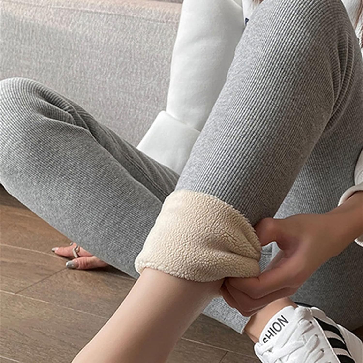 بنطلون نسائي من زيروكسي بخصر مرتفع وشتاء كاجوال عالي المرونة ومريح حراري مخملي saudishark