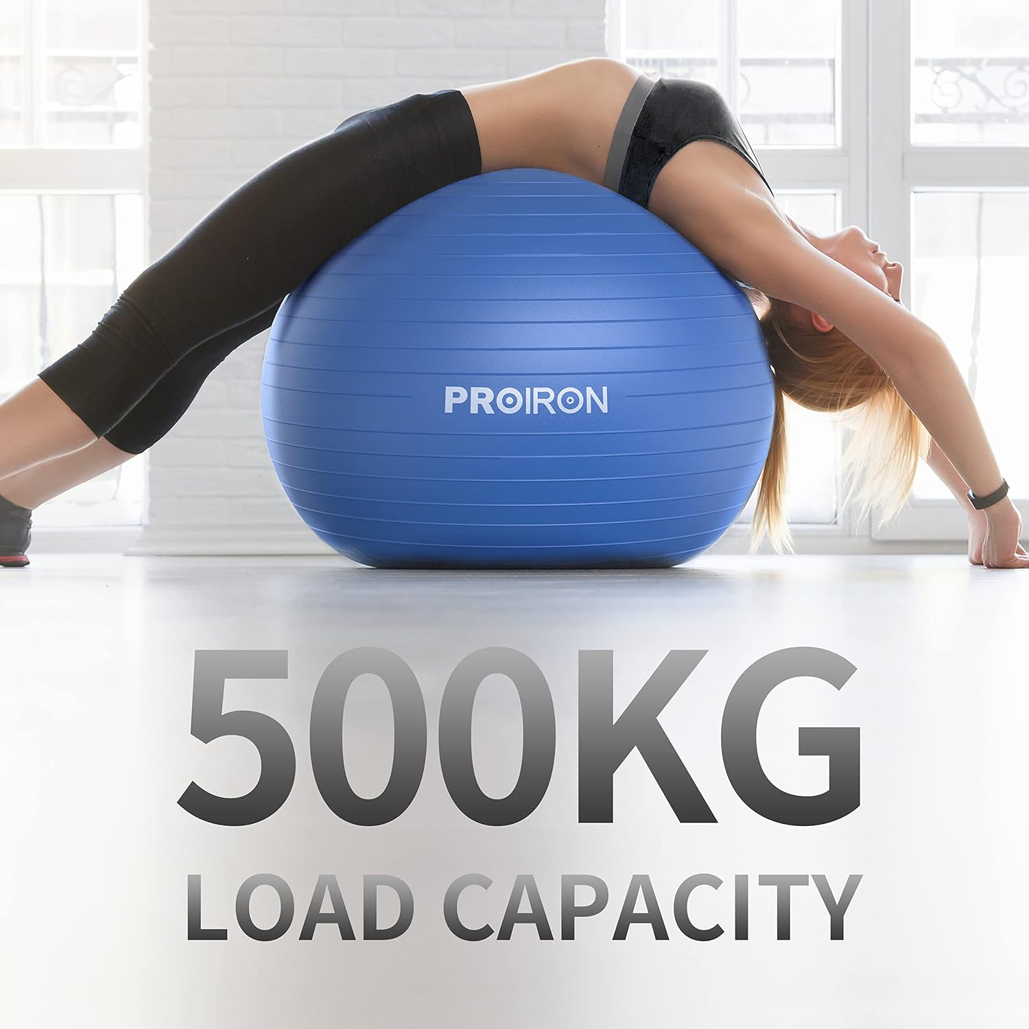 كرة يوغا مضاد للانفجار من برويرون مع مضخة سريعة مقاومة للانزلاق لصالة الالعاب الرياضية، كرة توازن 500 كجم للبيلاتس واليوغا والولادة والثبات خلال الحمل والتمارين الرياضية (55-75 سم)