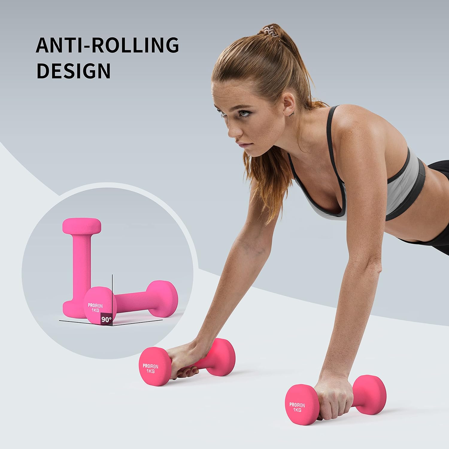 PROIRON Neoprene Dumbbells Weights Exercise & Fitness Dumbbells in 1kg 1.5kg 2kg 3kg 4kg 5kg 6kg 8kg 10kg Pair