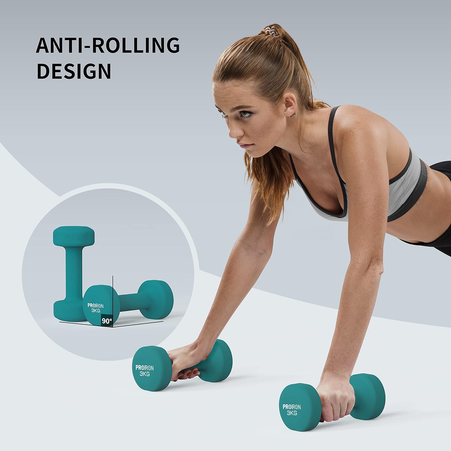 PROIRON Neoprene Dumbbells Weights Exercise & Fitness Dumbbells in 1kg 1.5kg 2kg 3kg 4kg 5kg 6kg 8kg 10kg Pair
