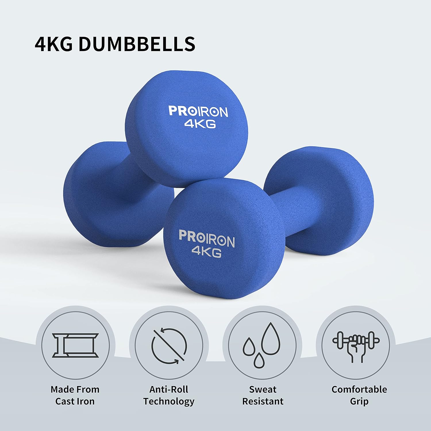 PROIRON Neoprene Dumbbells Weights Exercise & Fitness Dumbbells in 1kg 1.5kg 2kg 3kg 4kg 5kg 6kg 8kg 10kg Pair