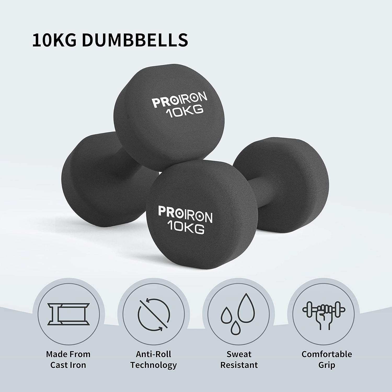 PROIRON Neoprene Dumbbells Weights Exercise & Fitness Dumbbells in 1kg 1.5kg 2kg 3kg 4kg 5kg 6kg 8kg 10kg Pair