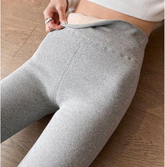 بنطلون نسائي من زيروكسي بخصر مرتفع وشتاء كاجوال عالي المرونة ومريح حراري مخملي saudishark