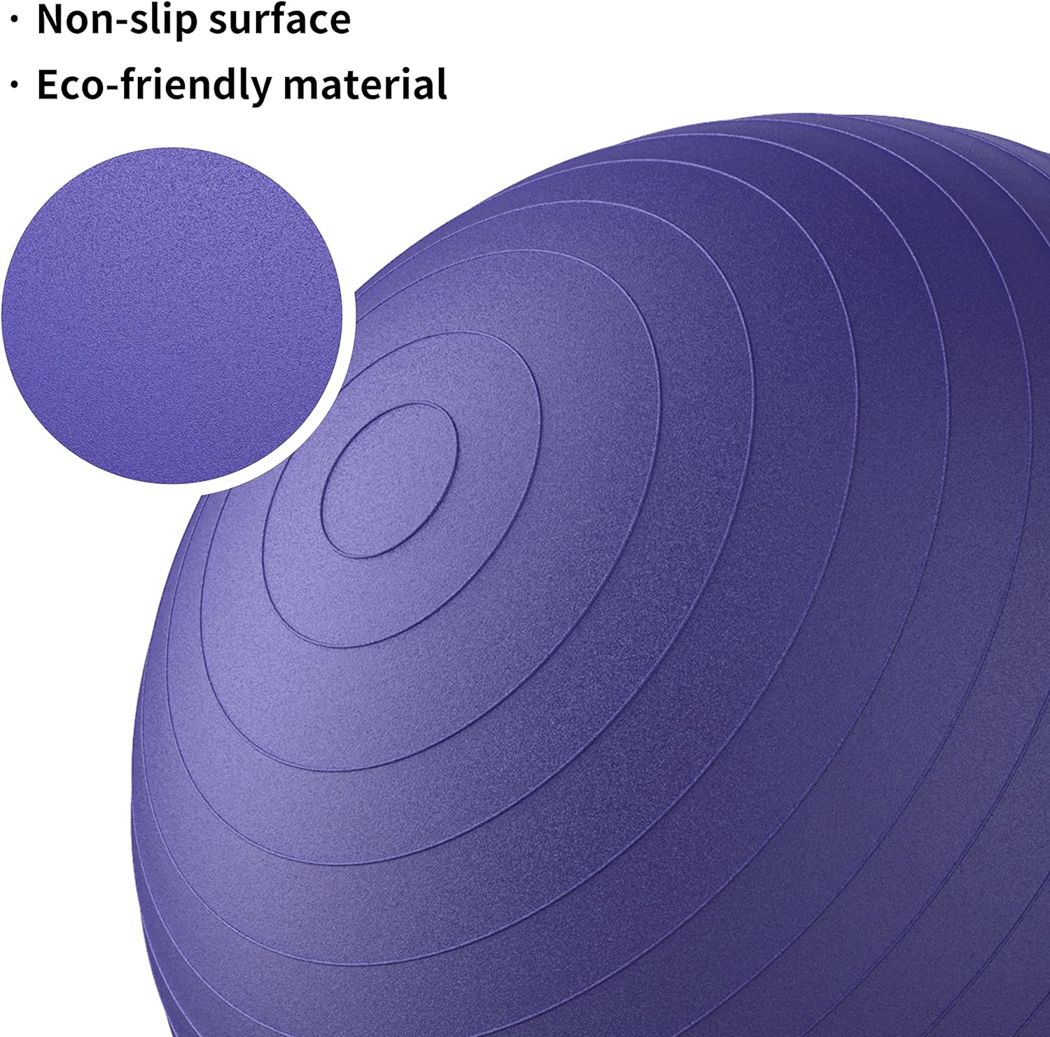كرة يوغا مضاد للانفجار من برويرون مع مضخة سريعة مقاومة للانزلاق لصالة الالعاب الرياضية، كرة توازن 500 كجم للبيلاتس واليوغا والولادة والثبات خلال الحمل والتمارين الرياضية (55-75 سم)