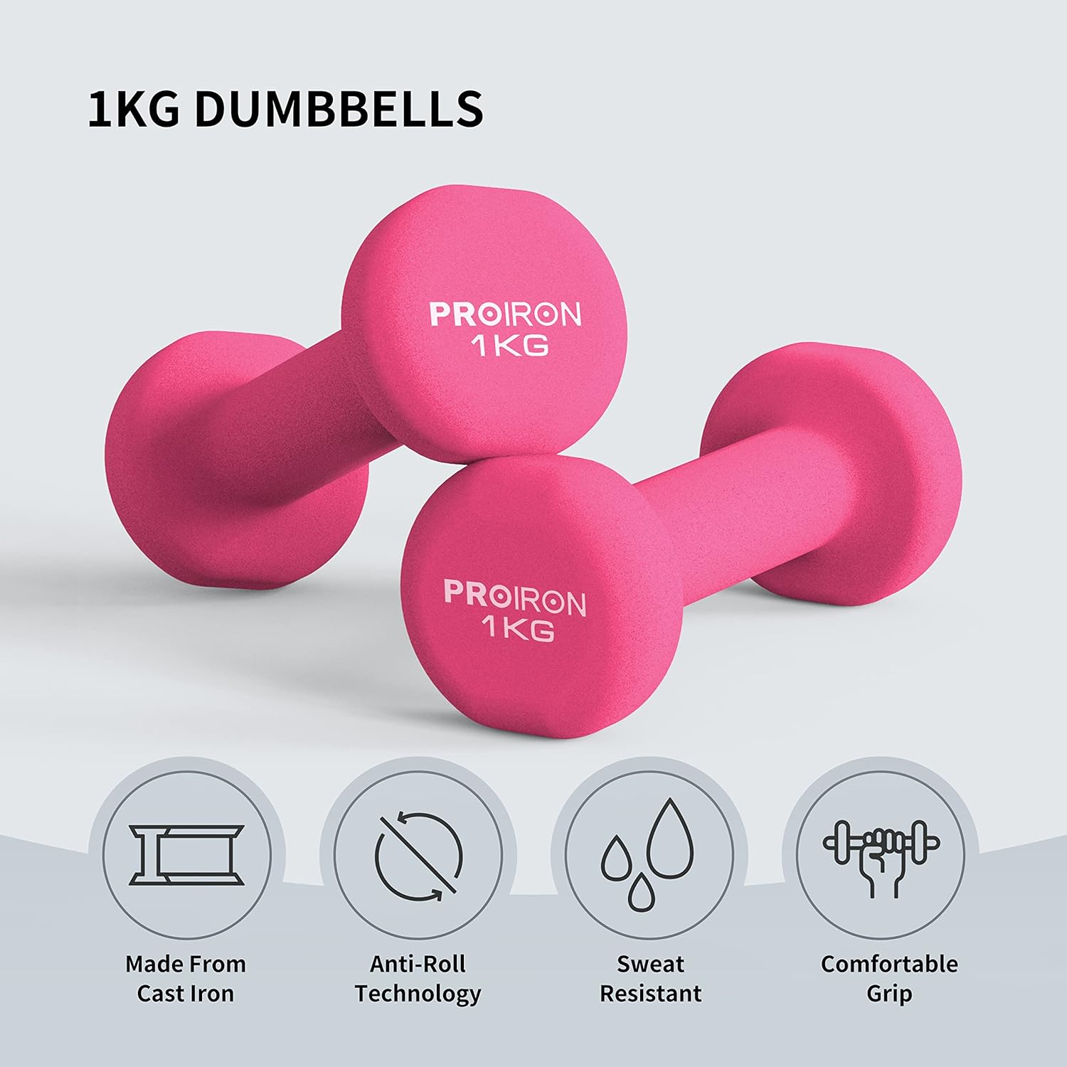 PROIRON Neoprene Dumbbells Weights Exercise & Fitness Dumbbells in 1kg 1.5kg 2kg 3kg 4kg 5kg 6kg 8kg 10kg Pair