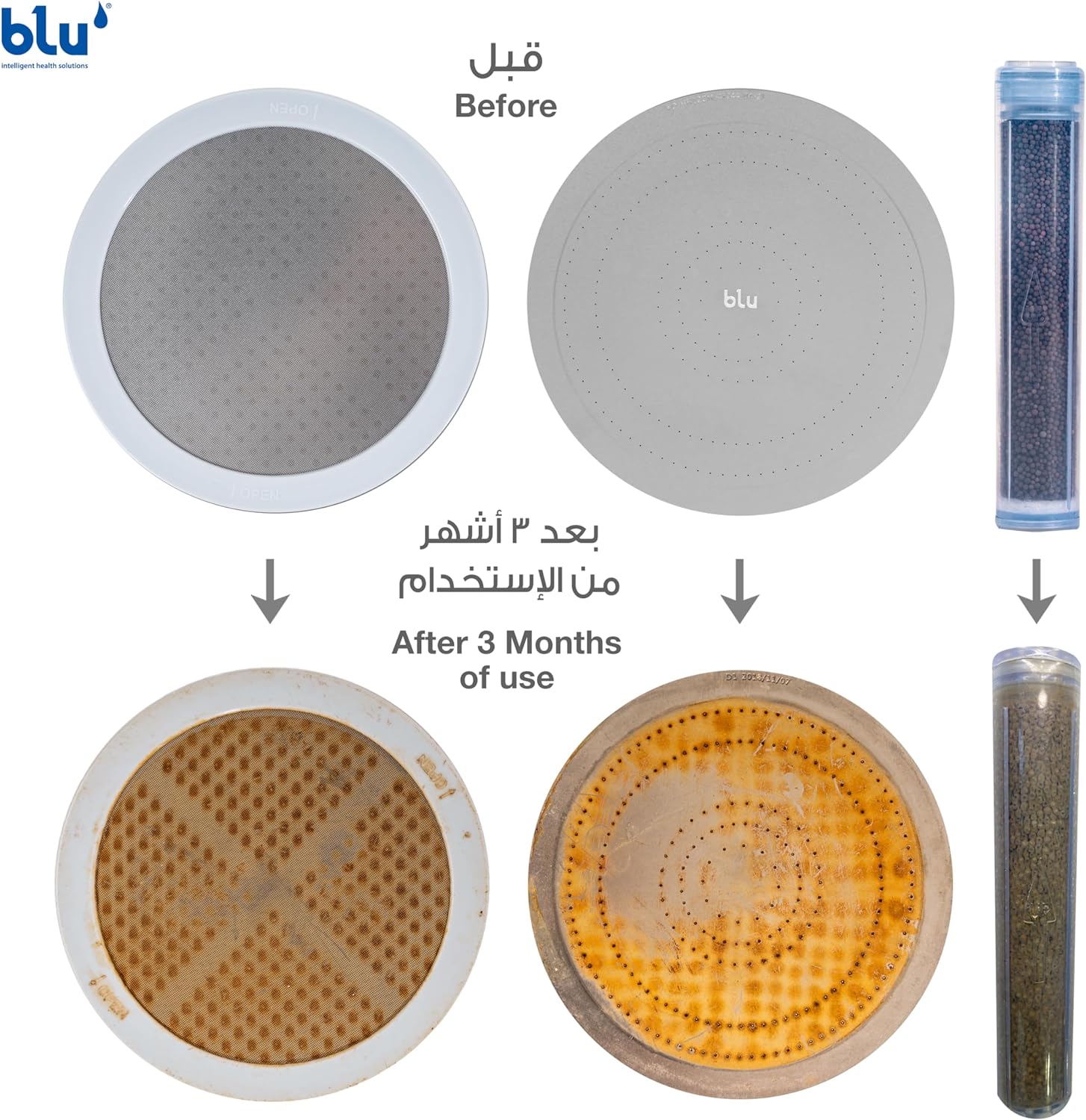 فلتر استحمام بلو- رأس الدش المعالج بفلتر متعدد المراحل