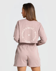 تم تعديل الوصف:
يتألق بمظهر نسائي مريح بأكمام طويلة تي شيرت قصير | رمادي داكن من أفضل النساء.