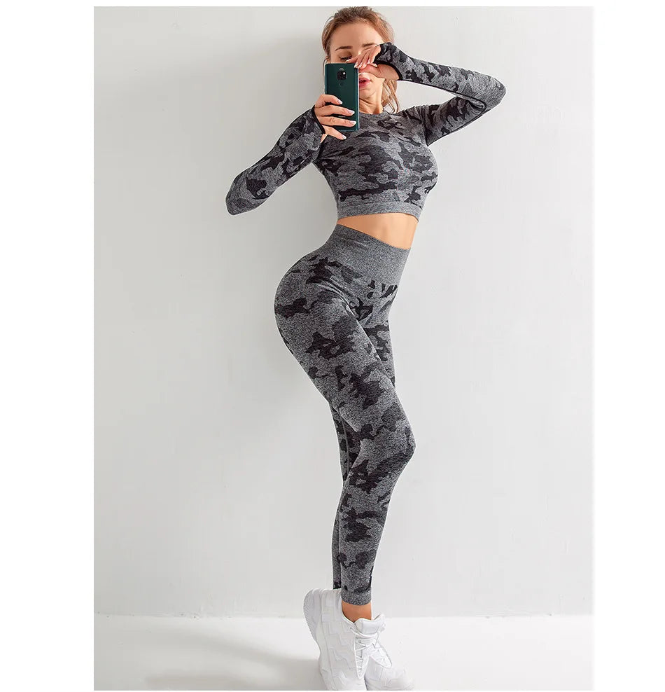 Tie Dyeing Seamless Yoga Set Gym Fitness Two Piece Set Women Clothing Sexy Back Crop Top High Waist Workout Leggings Sportswear