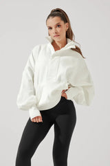 Ooey Gooey Half Zip Sweater - Almond Milk POPFLEX®