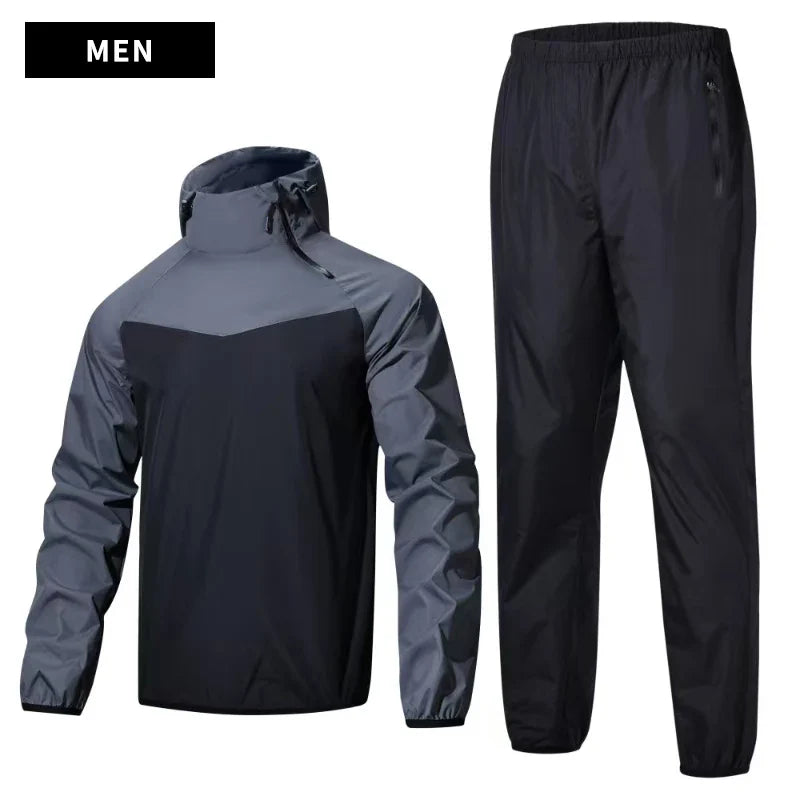 Sauna Suit Unisex Gym Clothing Set Full Body Sweating Sportswear Women Boxing Training Running Fitness Weight Loss Tracksuit