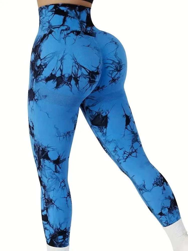 Tights Women Tie Dye Leggings High Waist Lifts Butt Tummy Control Push Up Seamless Yoga pants Ladies Workout Gym Clothing
