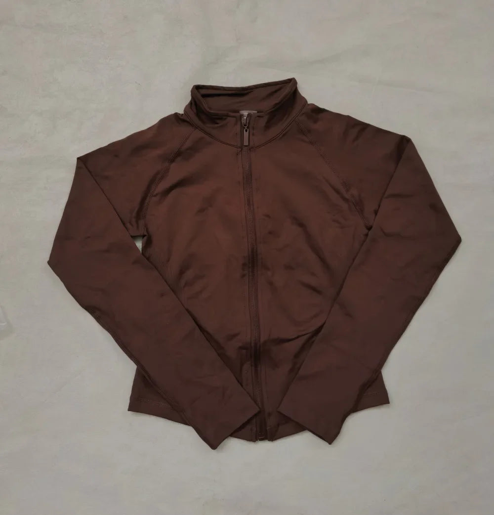 Dynamic Zippy Raglan Sleeve High Stretch Longline Subtle Contour Zip-Up Coat Fitness Activewear Yoga Gym Jacket