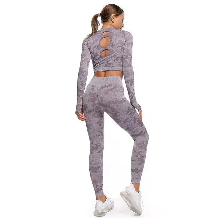 Tie Dyeing Seamless Yoga Set Gym Fitness Two Piece Set Women Clothing Sexy Back Crop Top High Waist Workout Leggings Sportswear