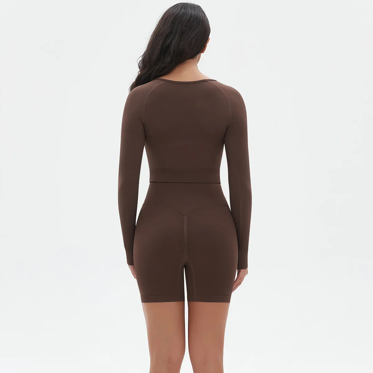 High Waist Seamless Fitness Sports Yoga Shorts Long Sleeved Set Woman Tight Solid Color Workout Top Summer Breathable Yoga Set