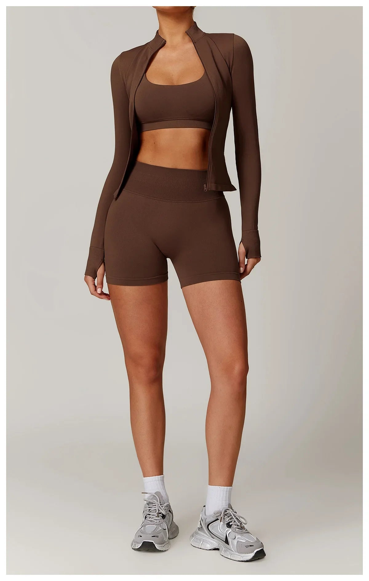 Seamless Yoga Slothes Women's Top Standing Collar Long Sleeved Sports Jacket Running Training Fitness Top Windproof Running Suit