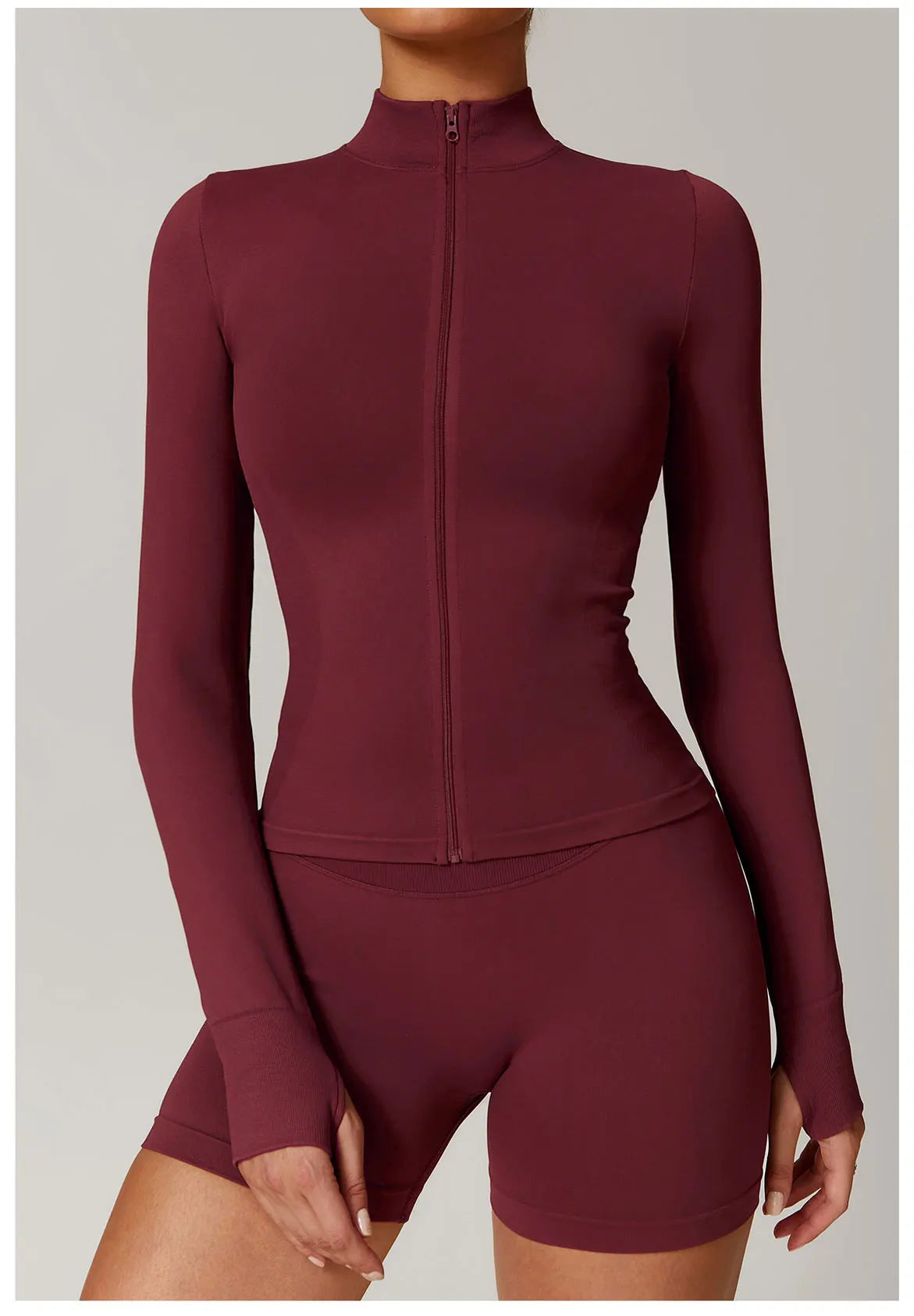 Seamless Yoga Slothes Women's Top Standing Collar Long Sleeved Sports Jacket Running Training Fitness Top Windproof Running Suit