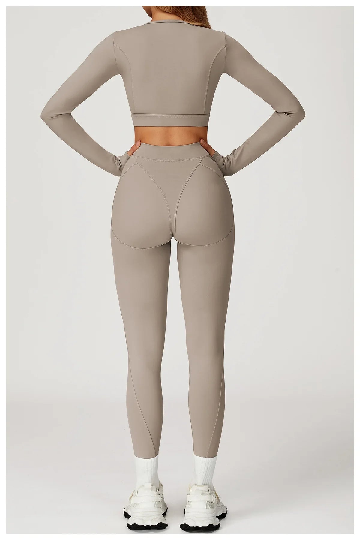 Customized LOGO women's new nude yoga suit tight shock-proof sports running outdoor fitness yoga suit two-piece set