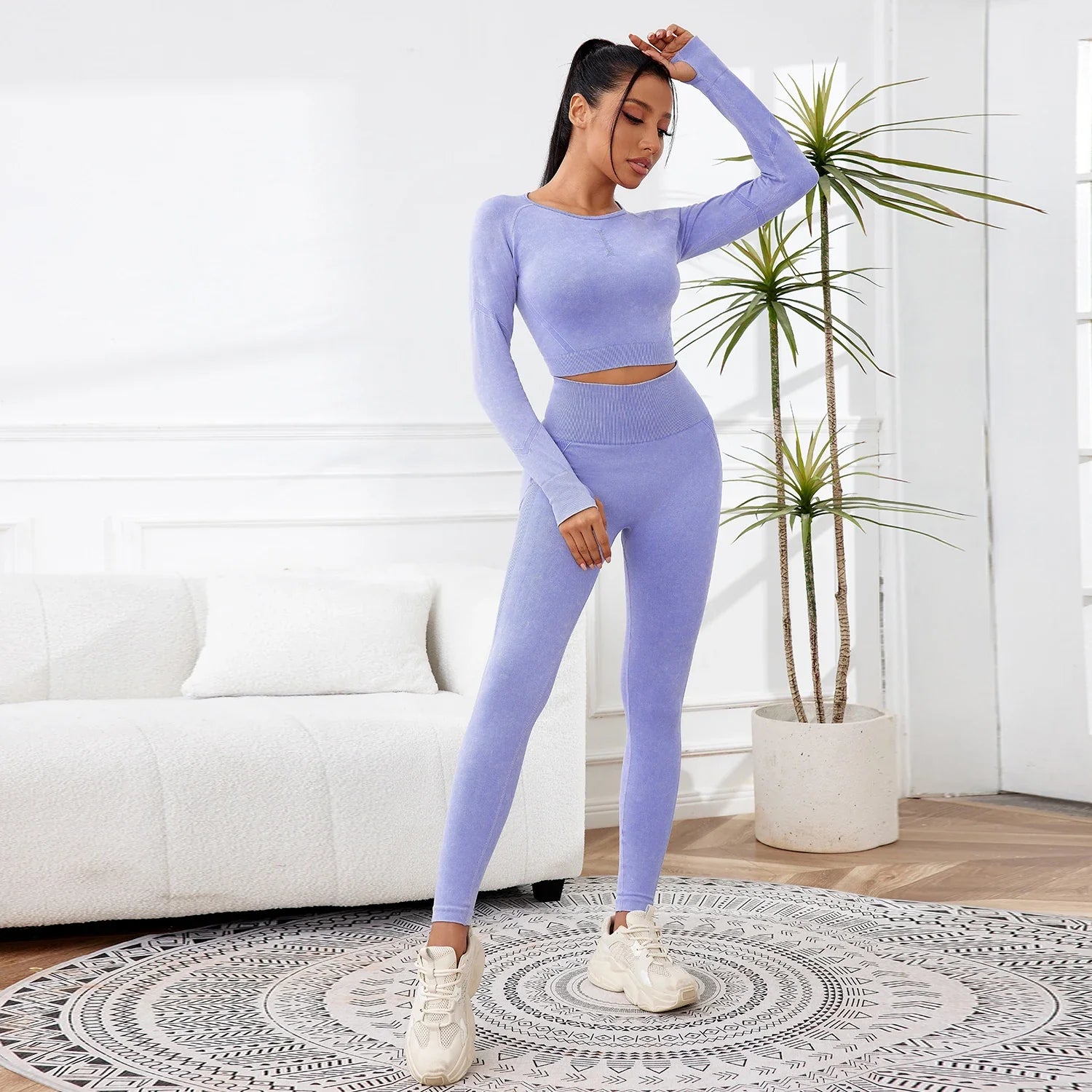 2025 2PCS Sets Women Outfit High Waist Gym Sexy Sport Wash Pants Sets Running Outdoors Skinny