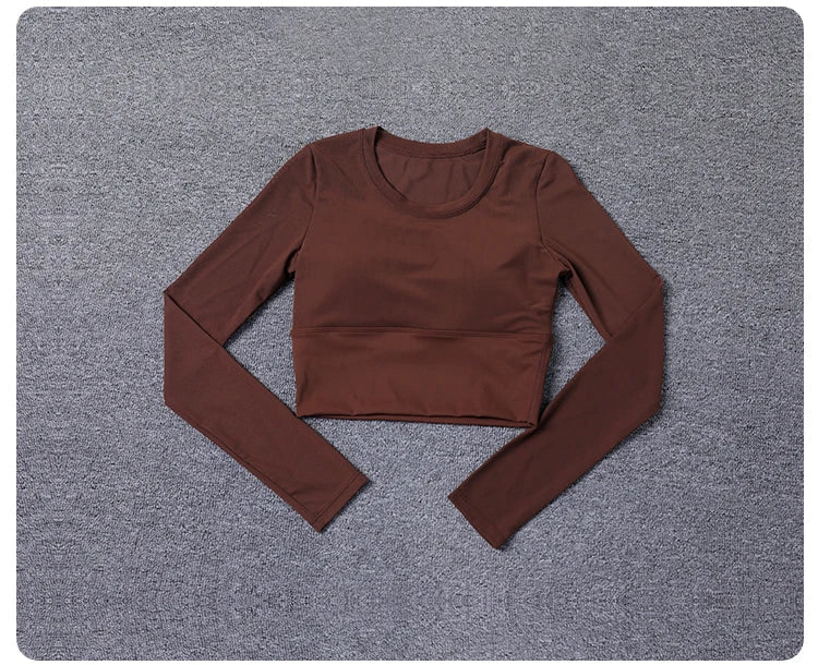 Womens Workout Long Sleeve Yoga Basic Tee Shirt Casual Round Neck Slim Athletic Running Solid T-Shirt Top