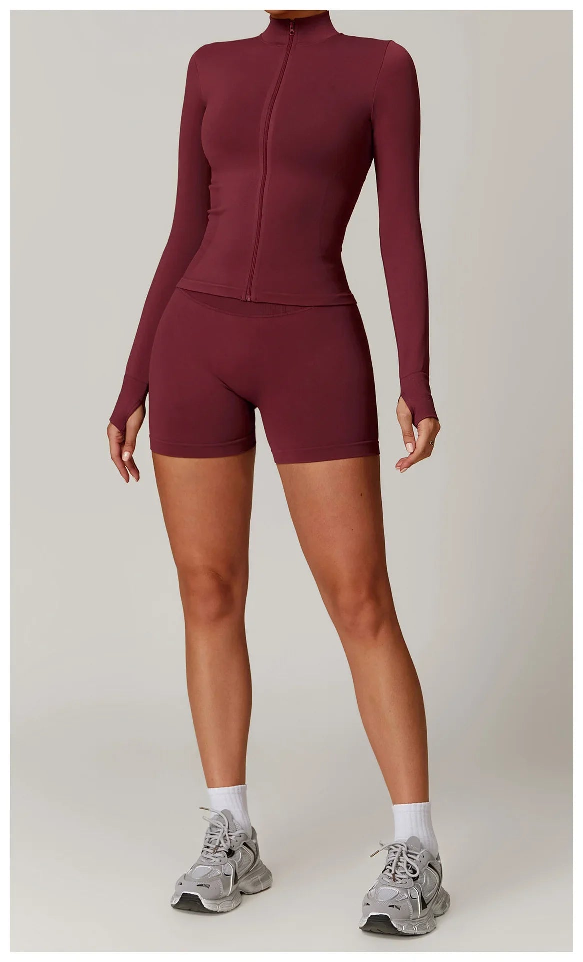 Seamless Yoga Slothes Women's Top Standing Collar Long Sleeved Sports Jacket Running Training Fitness Top Windproof Running Suit