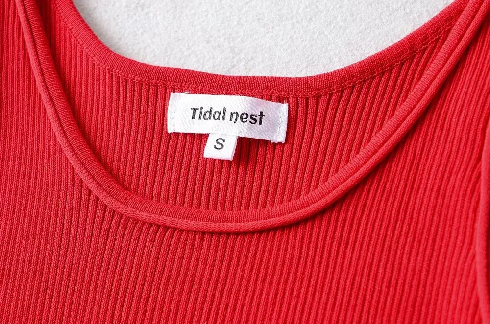 Summer New Style Women's Pure Desire Spicy Girl Color Block Elastic Slim Fit Cuffed Letter Knitted Halter Top Vest Cotton