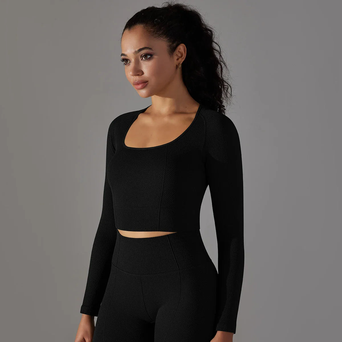 Women Yoga Shirt Gym Top Long Sleeves  Fitness Sport Women Clothing Elastic Breathable Pilates Long Sleeve Crop Tops Activewear