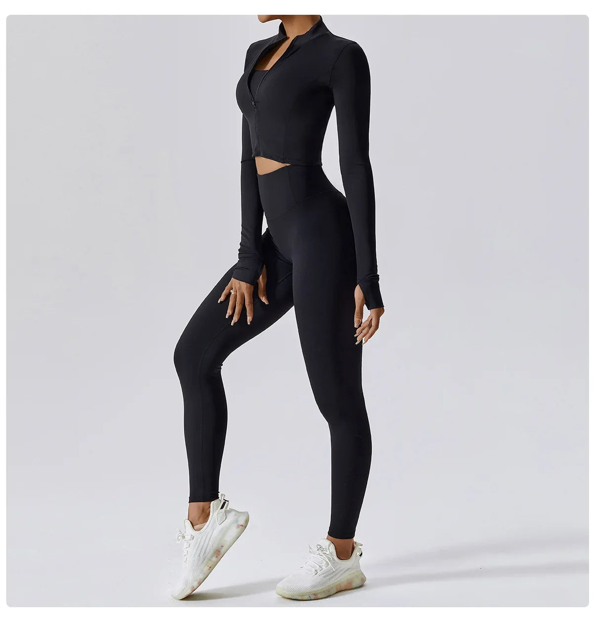 Women's Long Sleeve Top Zipper Jacket Yoga Shirts Running T-Shirt Workout Fitness Gym Sports Top Training Crop Top Clothes