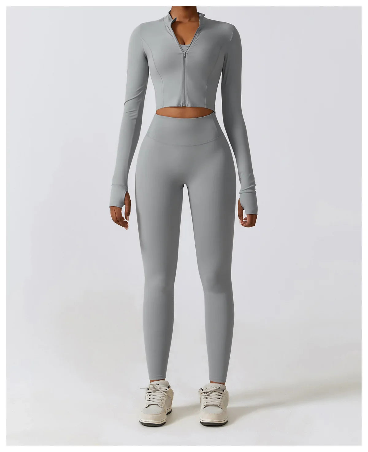 Women's Long Sleeve Top Zipper Jacket Yoga Shirts Running T-Shirt Workout Fitness Gym Sports Top Training Crop Top Clothes